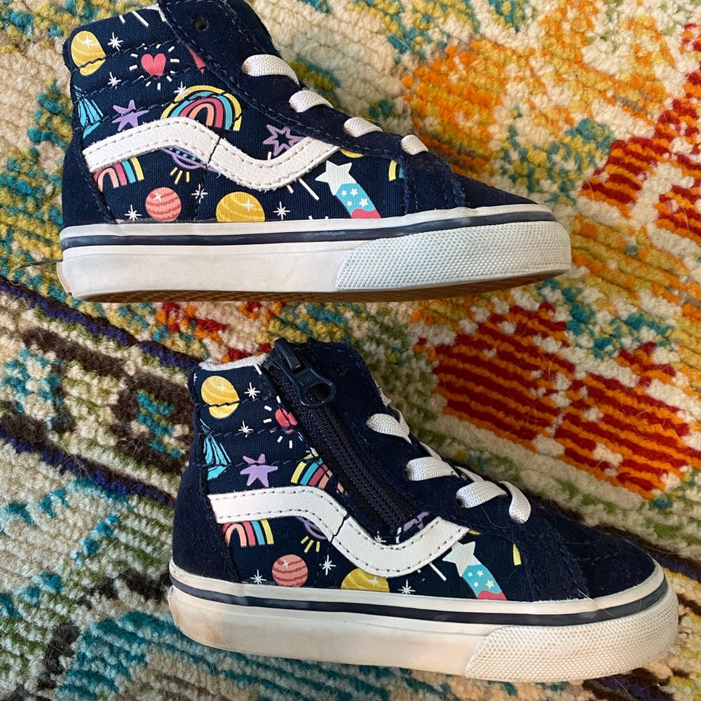 Vans Blue Cosmic Sneakers with Cartoon Space Design